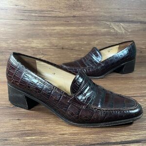 Ralph Lauren Vintage Block Heel Alligator Loafers Women’s Size 8 Shoes